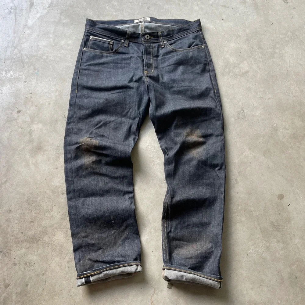 Naked & Famous Left Hand Twill Selvedge Raw Denim Jeans Indigo Mens 34 x 30